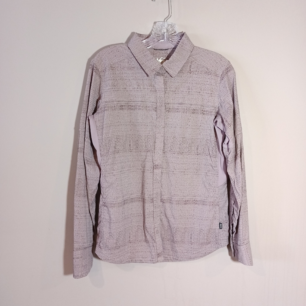 REI Co-op Sahara Pattern Button Up Roll Tab Purple/Brown Shirt  Women Size S